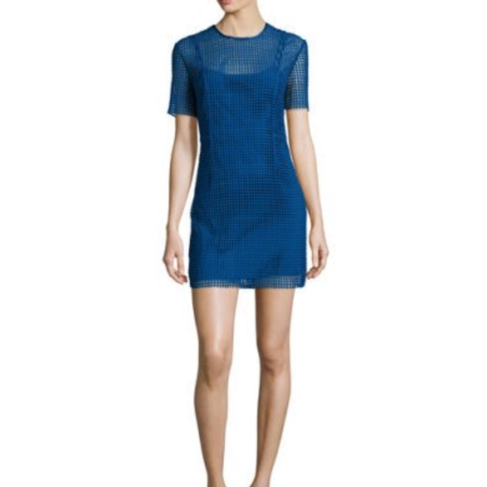 Diane von Furstenberg Short-Sleeve Chain LaceDress